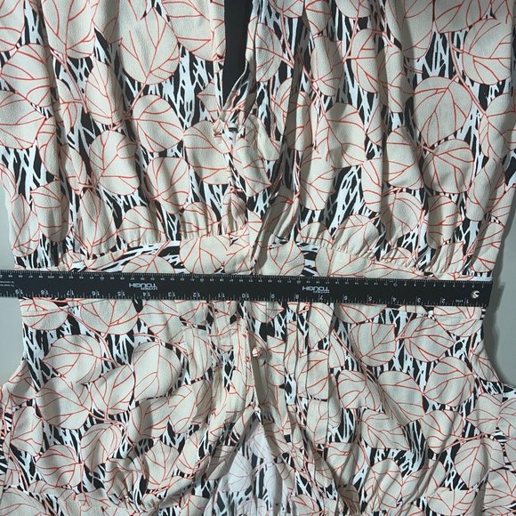 Diane Von Furstenberg Wrap Dress Women XL Multicolor Leaf 3/4 Wide Sleeve Office - Picture 9 of 15